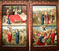 Four of eight panel paintings depicting life of Virgin Mary by Master of the Life of the Virgin Mary of Aachen at Aachen Cathedral Treasury. Aachen, Germany