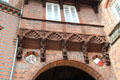 Carvings detail of stables building beside Burgtor. Lübeck, Germany.