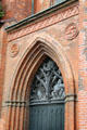Gothic brick doorway at St Mary's Church. Lübeck, Germany.