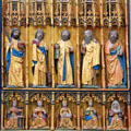 Details of crucifixion altar with Apostles & Saints at St Mary's Church. Rostock, Germany.