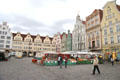 Germanic buildings on Rostock Town Hall plaza & market square. Rostock, Germany