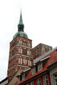 Towers of St Nicholas' Church on Market Square. Stralsund, Germany.