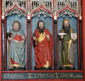 Thomas, Matthew & James the Less Apostle figures from wooden Crucifixion altar at Schleswig Holstein State Museum. Schleswig, Germany.
