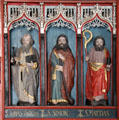 Jude Thaddeus, Simon & Matthias Apostle figures from wooden Crucifixion altar at Schleswig Holstein State Museum. Schleswig, Germany.