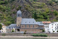 St John's Church on the banks of the Rhine River. St. Goarshausen, Germany.