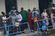 Passengers waiting for ferry to Martinique. Roseau, Dominica.