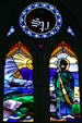 New Haven Cathedral stained glass of St Patrick. Roseau, Dominica
