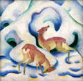 Deer in Snow II painting by Franz Marc at Lenbachhaus. Munich, Germany.