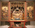 Triptych altar with Nativity scene & saints by Hans Klocker & workshop from Brixen at Bavarian National Museum. Munich, Germany.