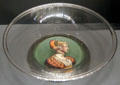 Glass bowl with portrait of woman from Venice at Bavarian National Museum. Munich, Germany.