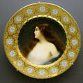 Porcelain "in Blossom" plate with gilded & enameled border by Augarten Wien at Deutsches Museum. Munich, Germany.