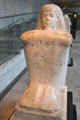 Block statue of High Priest of Amun Bakenkhonsu of limestone from Thebes Karnack at Museum Ägyptischer Kunst. Munich, Germany.