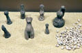 Neolithic stone & ceramic female figures & objects found in Egypt at Museum Ägyptischer Kunst. Munich, Germany.