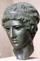 Boy with victor's fillet bronze head Roman copy of Greek original at Glyptothek. Munich, Germany.