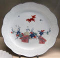 Meissen porcelain plate with red squirrel design after Japanese pattern at Meissen porcelain museum at Lustheim Palace. Munich, Germany.