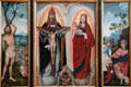 Holy Trinity with Maria altar with wings of Sts Sebastian & Roche by Quentin Massys at Alte Pinakothek. Munich, Germany.