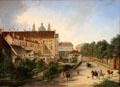 North side of Royal Residence in Munich painting by Domenico Quaglio at Neue Pinakothek. Munich, Germany.