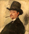 Portrait of Painter Carl Schuch by Wilhelm Leibl at Neue Pinakothek. Munich, Germany.
