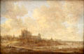 Landscape with Church of St Pancras in Leiden painting by Jan van Goyen at Neue Pinakothek. Munich, Germany.