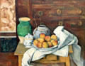 Still Life with Commode painting by Paul Cézanne at Neue Pinakothek. Munich, Germany.