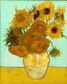 Sunflowers painting by Vincent van Gogh at Neue Pinakothek. Munich, Germany.