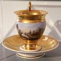 Porcelain cup painted with view of Bamberg at Bamberg City Museum. Bamberg, Germany.