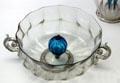 Glass bowl with blue bulb in center from Venice at Coburg Castle. Coburg, Germany.