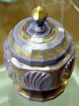 Violet glass lidded box with painted gilding from Bohemia at Coburg Castle. Coburg, Germany.