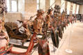 Collection of carved horse-drawn racing snow sleds or ladies carousels at Coburg Castle. Coburg, Germany.