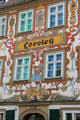 Lavishly painted advertising designs of Loreleÿ building. Coburg, Germany