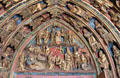 Entry tympanum showing Nativity scenes on Frauen Kirche. Nuremberg, Germany.