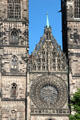 Gothic rose window & details of St Lawrence Church. Nuremberg, Germany.