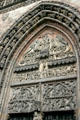 Gothic arch above entrance of St Lawrence Church. Nuremberg, Germany.