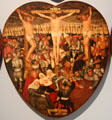 Detail of Colditz Altarpiece heart-shape Crucifixion painting by Lucas Cranach Younger at Germanisches Nationalmuseum. Nuremberg, Germany.