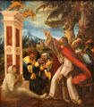 Apostle James the Less Invokes Pagan Demons painting by Master of alter Schmerzensmannes Donaugegend at Germanisches Nationalmuseum. Nuremberg, Germany