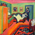 Interior with two girls painting by Ernst Ludwig Kirchner at Germanisches Nationalmuseum. Nuremberg, Germany.