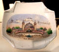 Porcelain ashtray from Berlin Trade Show showing Cafe Bauer at Nuremberg Transport Museum. Nuremberg, Germany.