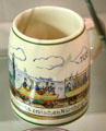 Ceramic mug commemorating first German railway between Nuremberg & Fürth at Nuremberg Transport Museum. Nuremberg, Germany.