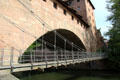 Kettenteg oldest suspension bridge in Germany above Pegnitz River. Nuremberg, Germany.