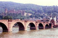 Alte Brücke over Neckar River with Heidelberg Castle in background. Heidelberg, Germany