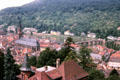 View of Heidelberg spread along banks of Neckar River from Königstuhl Hill. Heidelberg, Germany.