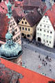 Market Square seen from city hall tower. Rothenburg ob der Tauber, Germany.