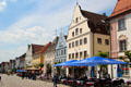 Pedestrian zone with typical buildings of the region. Günzburg, Germany.