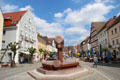 Modern fountain on market square. Günzburg, Germany.