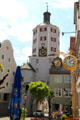 Kueturm & ornate wrought iron & gilded sign for Brewery Restaurant zum Rad. Günzburg, Germany.