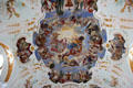Coronation of Mary ceiling fresco by Anton Enderle at Liebfrauenkirche. Günzburg, Germany.