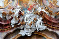 Baroque ornamentation with angels & garland at Ottobeuren Abbey. Ottobeuren, Germany.