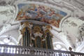 Organ built by Christoph Egedacher & painting depicting Judgment Day n St Benedict church at Benediktbeuern Abbey. Germany.