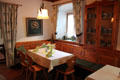 Dining room in typical small hotel in Chiemsee region. Chiemsee, Germany.