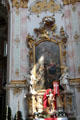 Baroque altar with painting of Holy Family at Ettal Benedictine Abbey. Ettal village, Germany.